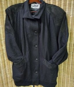 Otello PELLE Wool & Suede Jacket Coat Black Size L/54